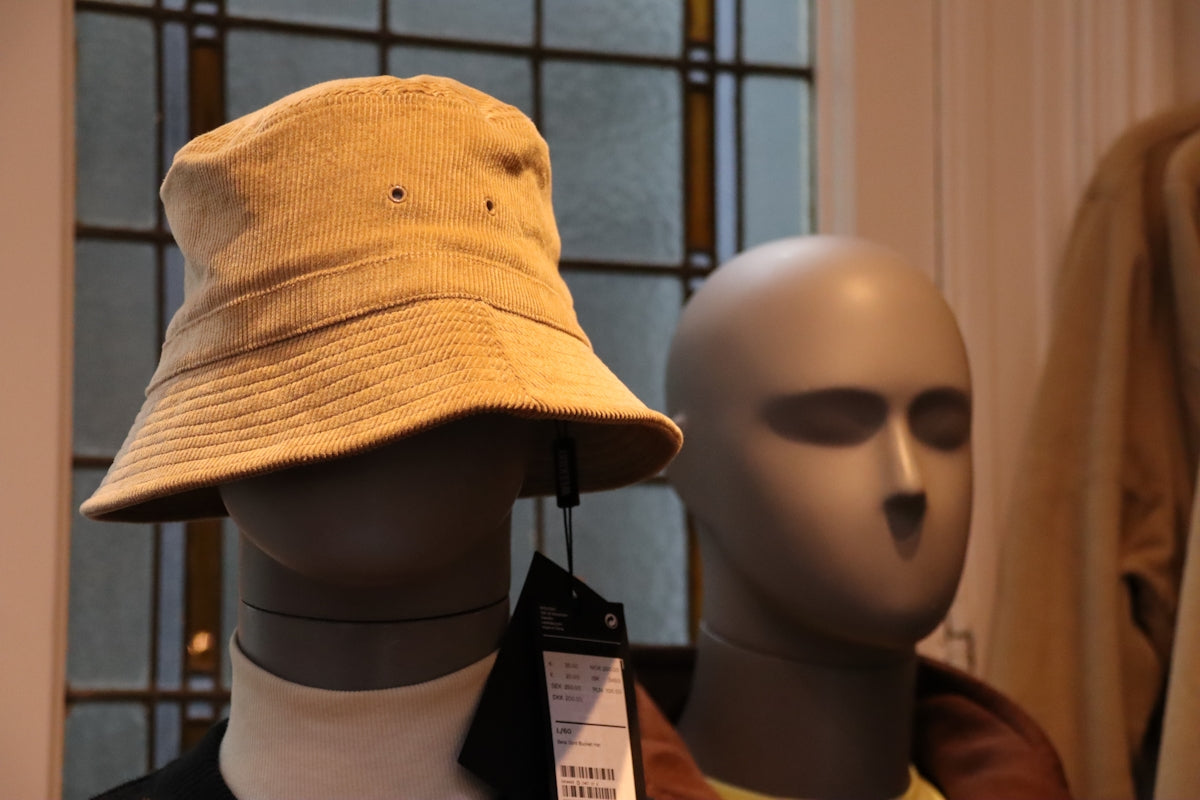 beige bucket hat