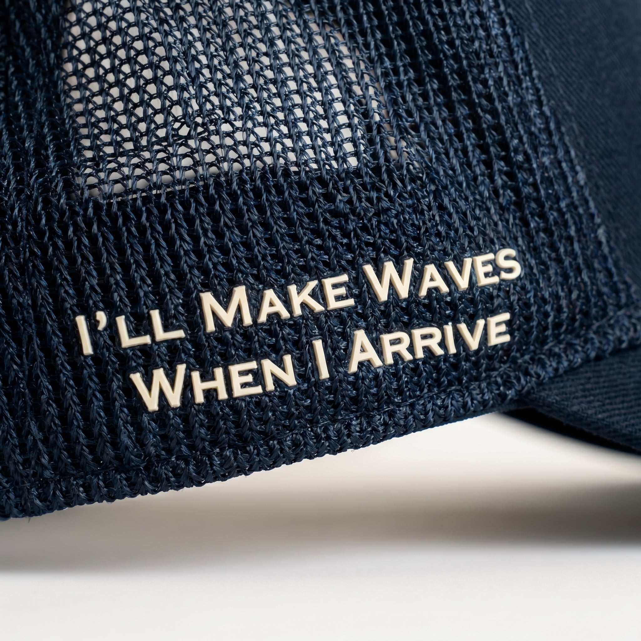 Côte Mesh-Back Trucker Hat in Indie Blue with breathable mesh back and Places | Moments patch