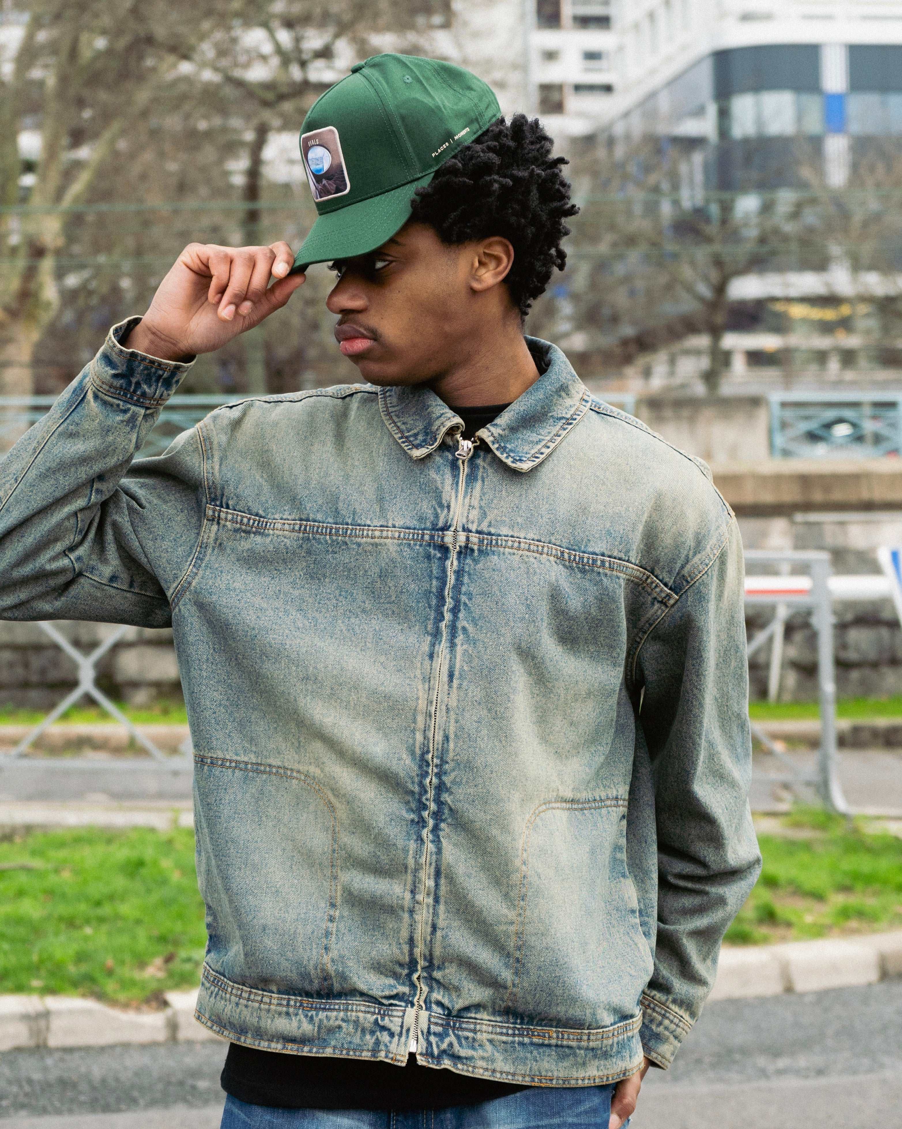 Forest green Ovals Baseball Cap with embroidered patch and structured design