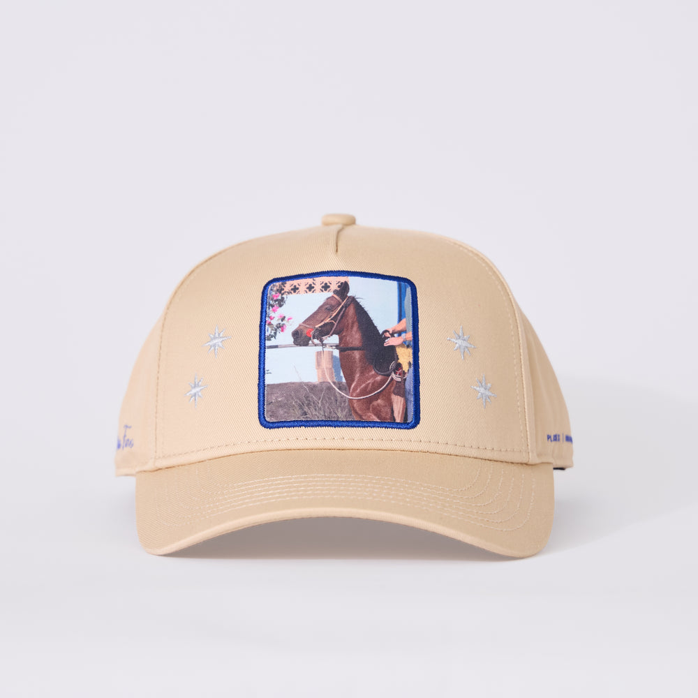 Paso Fino Baseball Cap in tan, front view