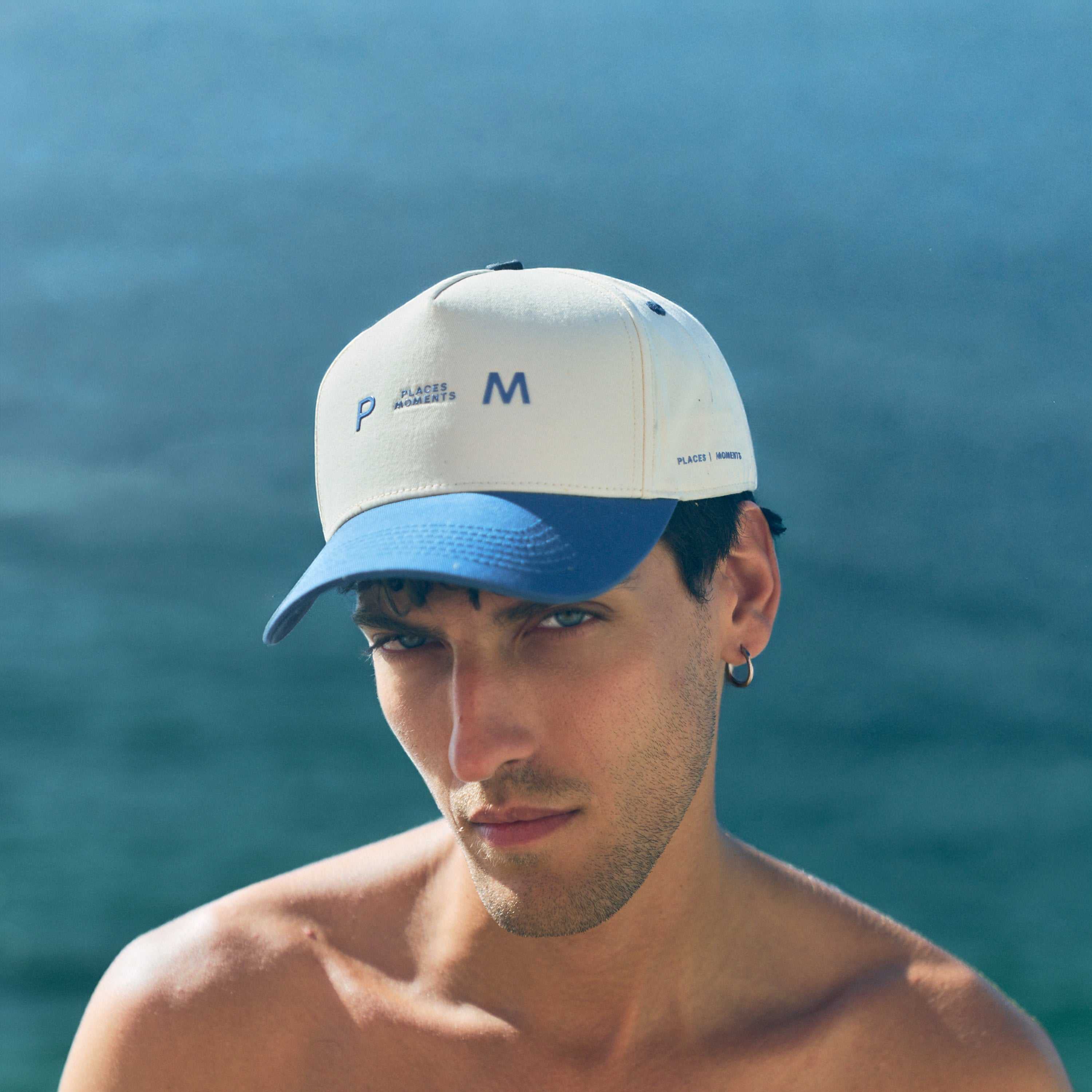 Logo Baseball Cap - Cream/Light Blue