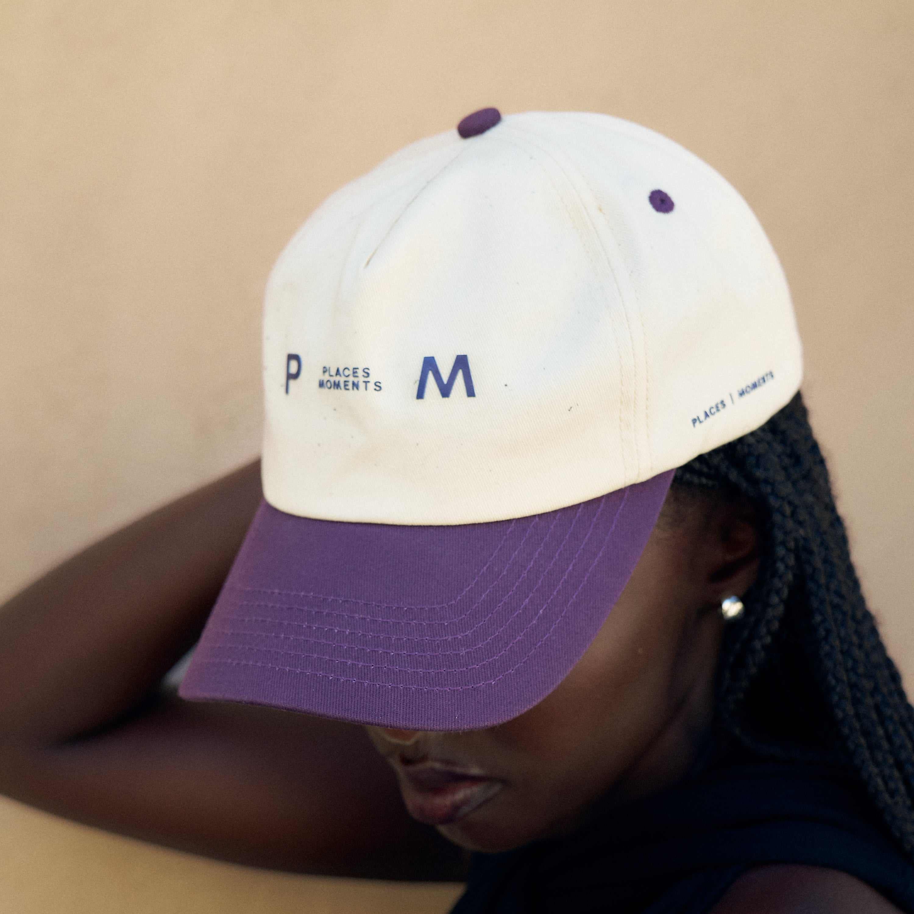 Logo Baseball Cap - Cream/Purple