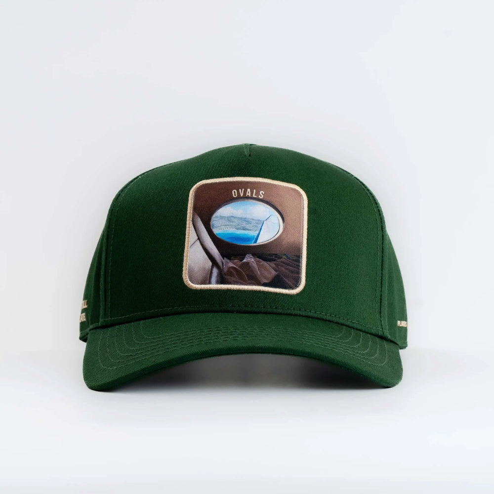 Ovals Baseball Cap in forest green, front view