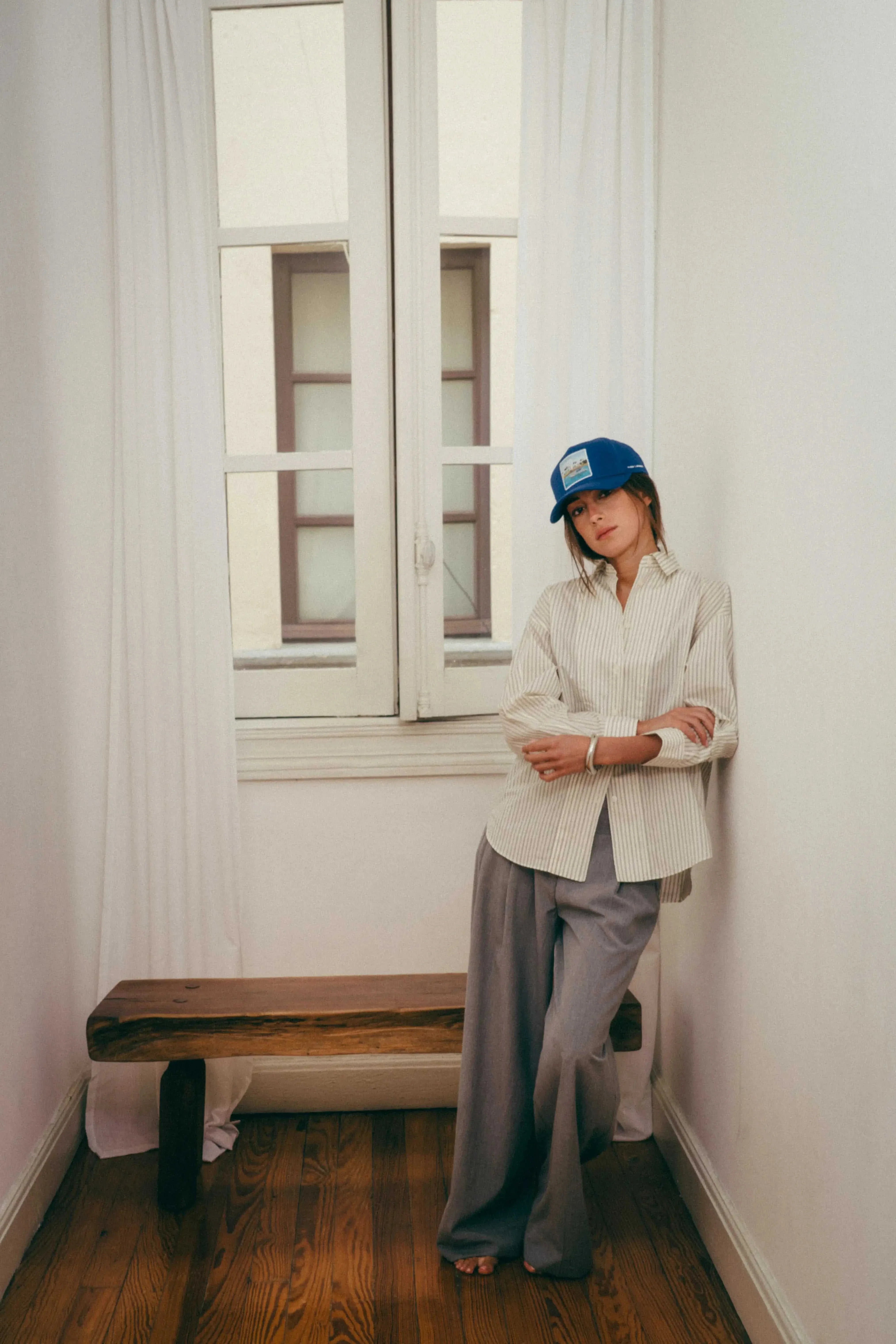 Blue Nixon Baseball Cap with curved brim and Places | Moments patch