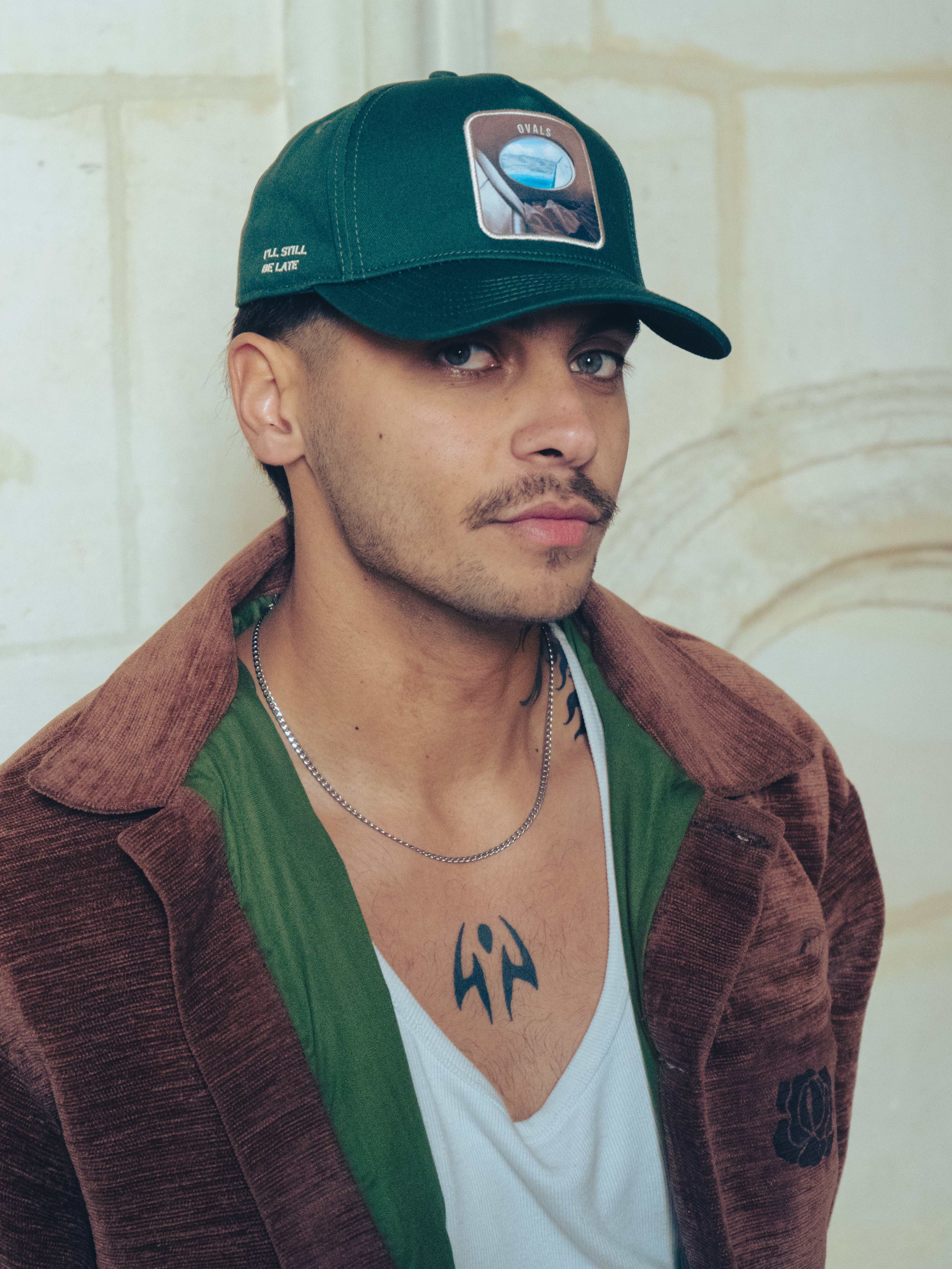 Forest green Ovals Baseball Cap with embroidered patch and structured design
